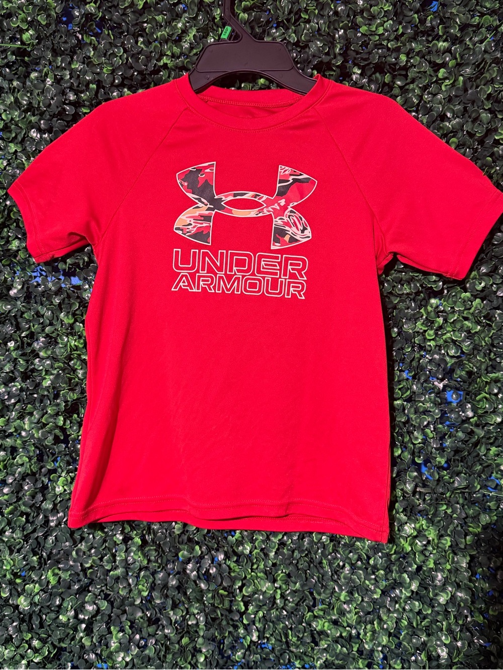 Under Armour Red Tee with Camo Logo